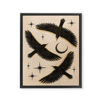 Black birds flying with the Moon Framed Canvas Print Gallery Image 6
