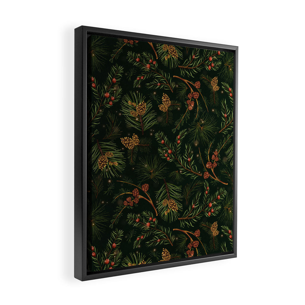 Christmas Spruce Dark Green Framed Canvas Print Gallery Image 2
