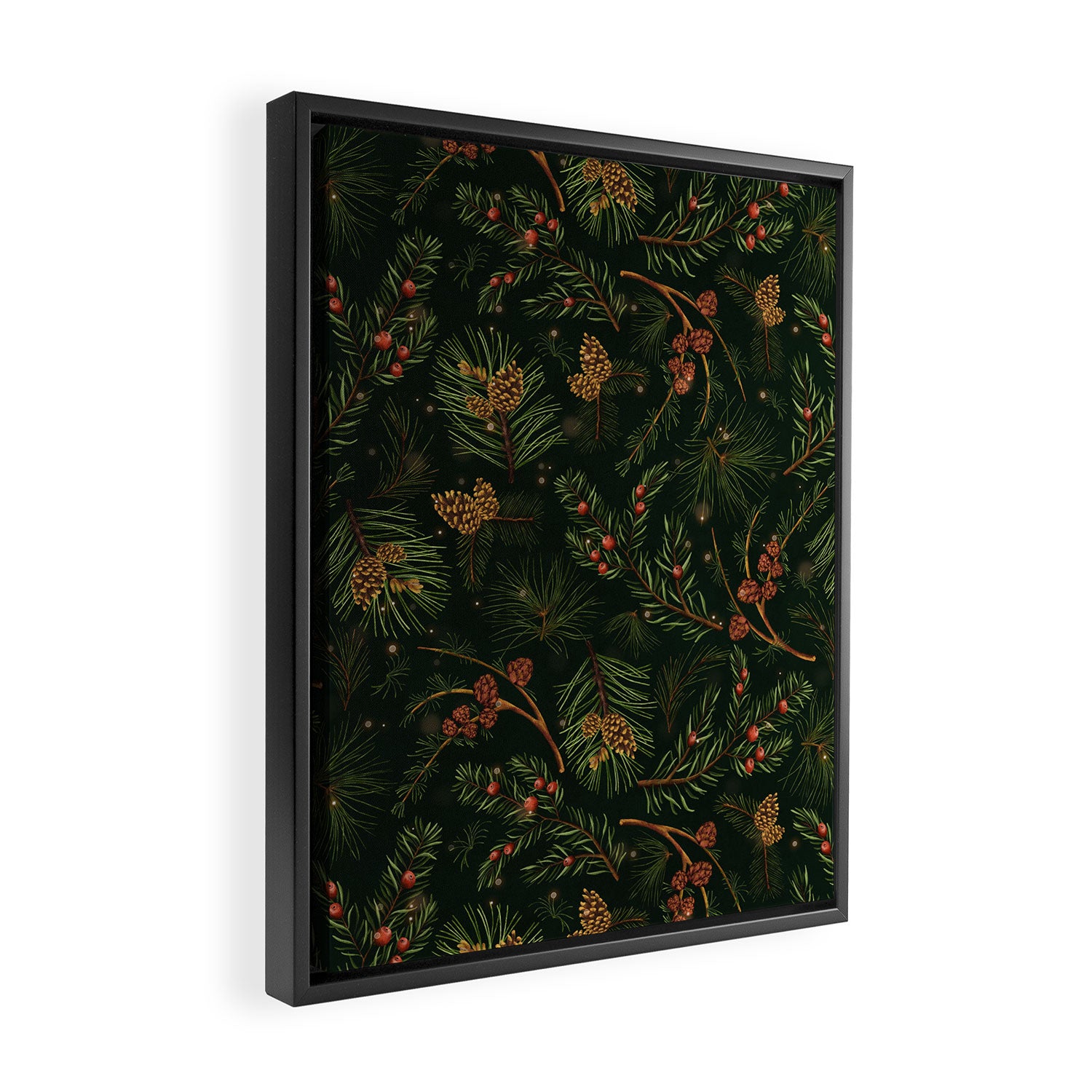 Christmas Spruce Dark Green Framed Canvas Print Gallery Image 2