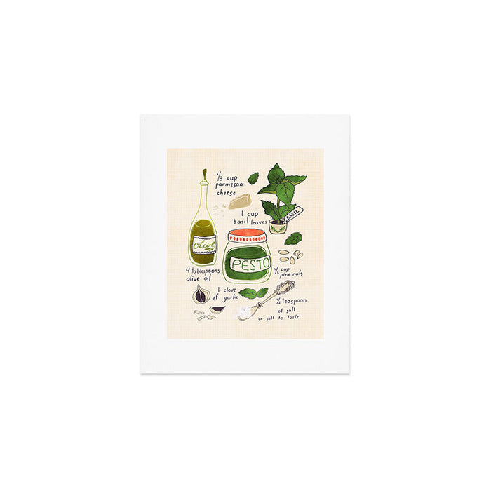 Pesto. Illustrated Recipe. Art Print Gallery Image 1