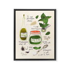 Pesto. Illustrated Recipe. Framed Canvas Print Gallery Image 6