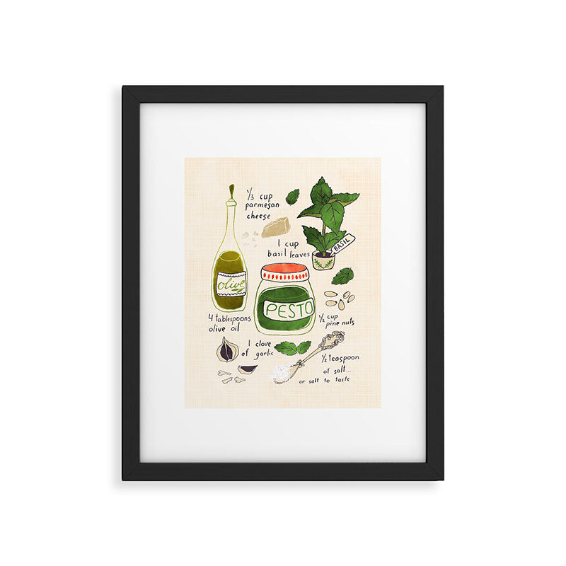 Pesto. Illustrated Recipe. Framed Art Print Gallery Image 5