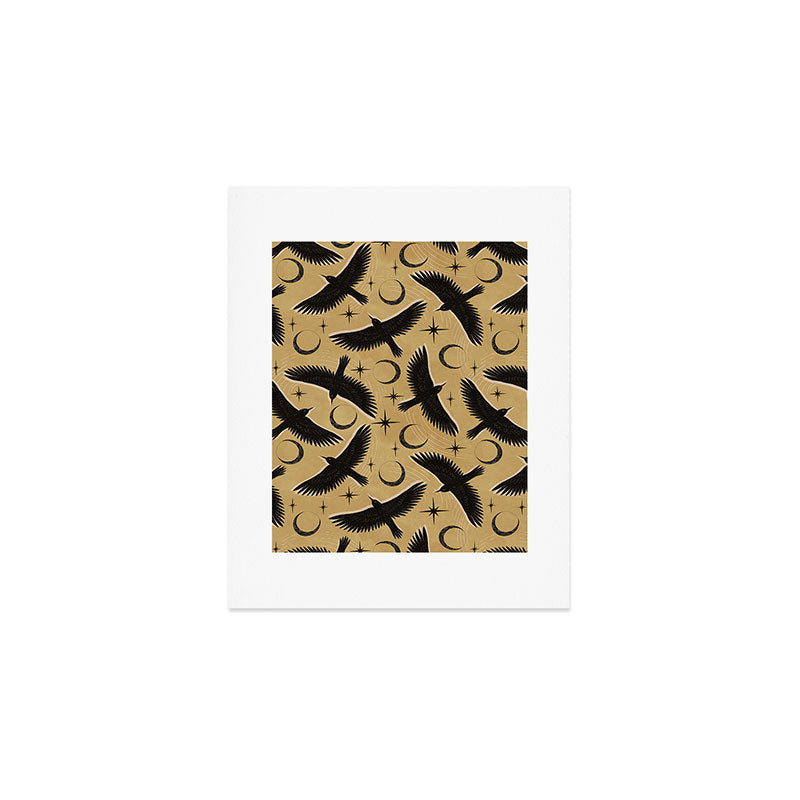 Raven with Shadow Yellow  Art Print Gallery Image 1