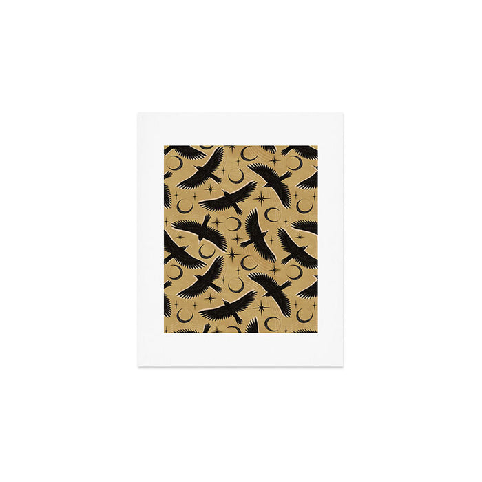 Raven with Shadow Yellow  Art Print Gallery Image 1