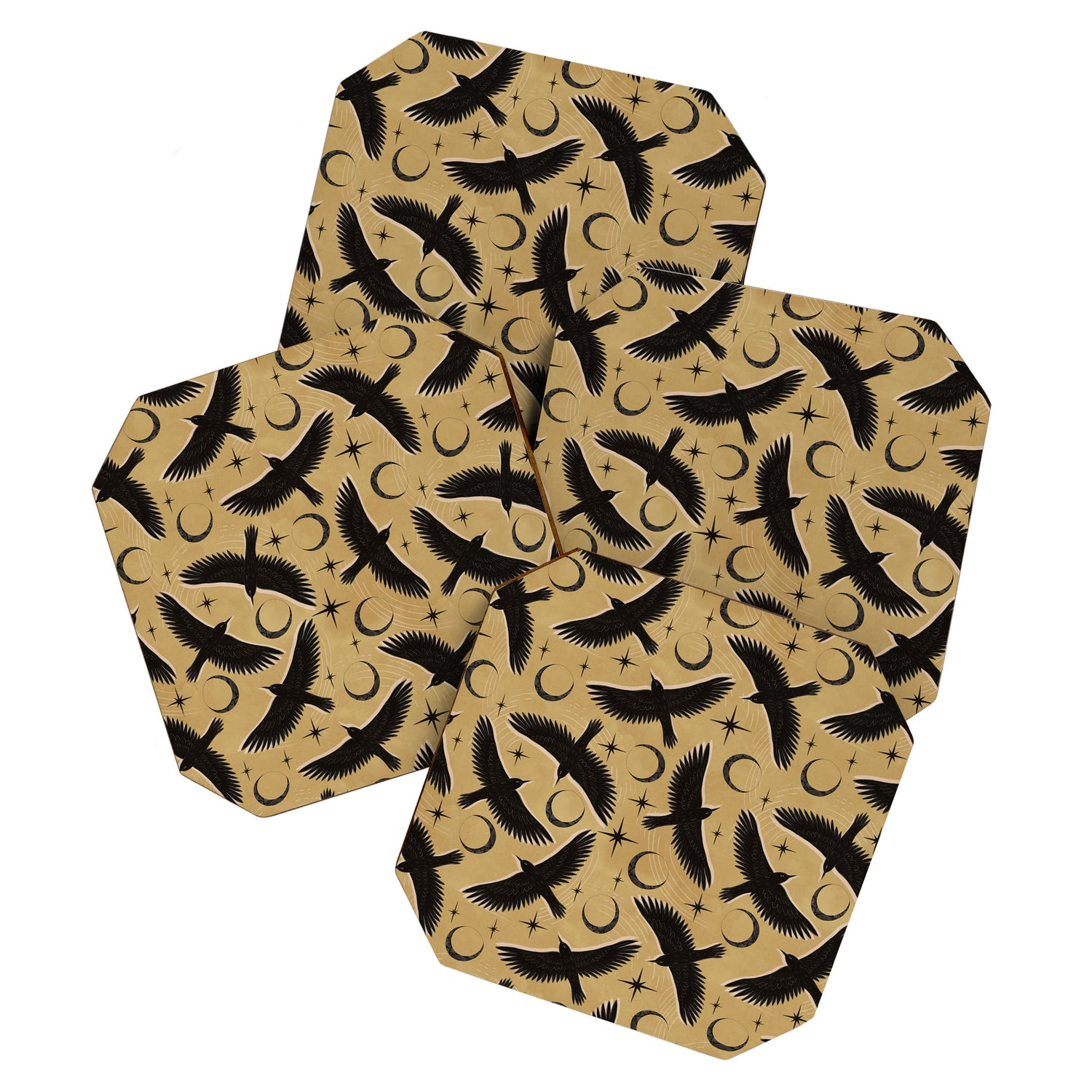 Raven with Shadow Yellow  Coaster Gallery Image 1