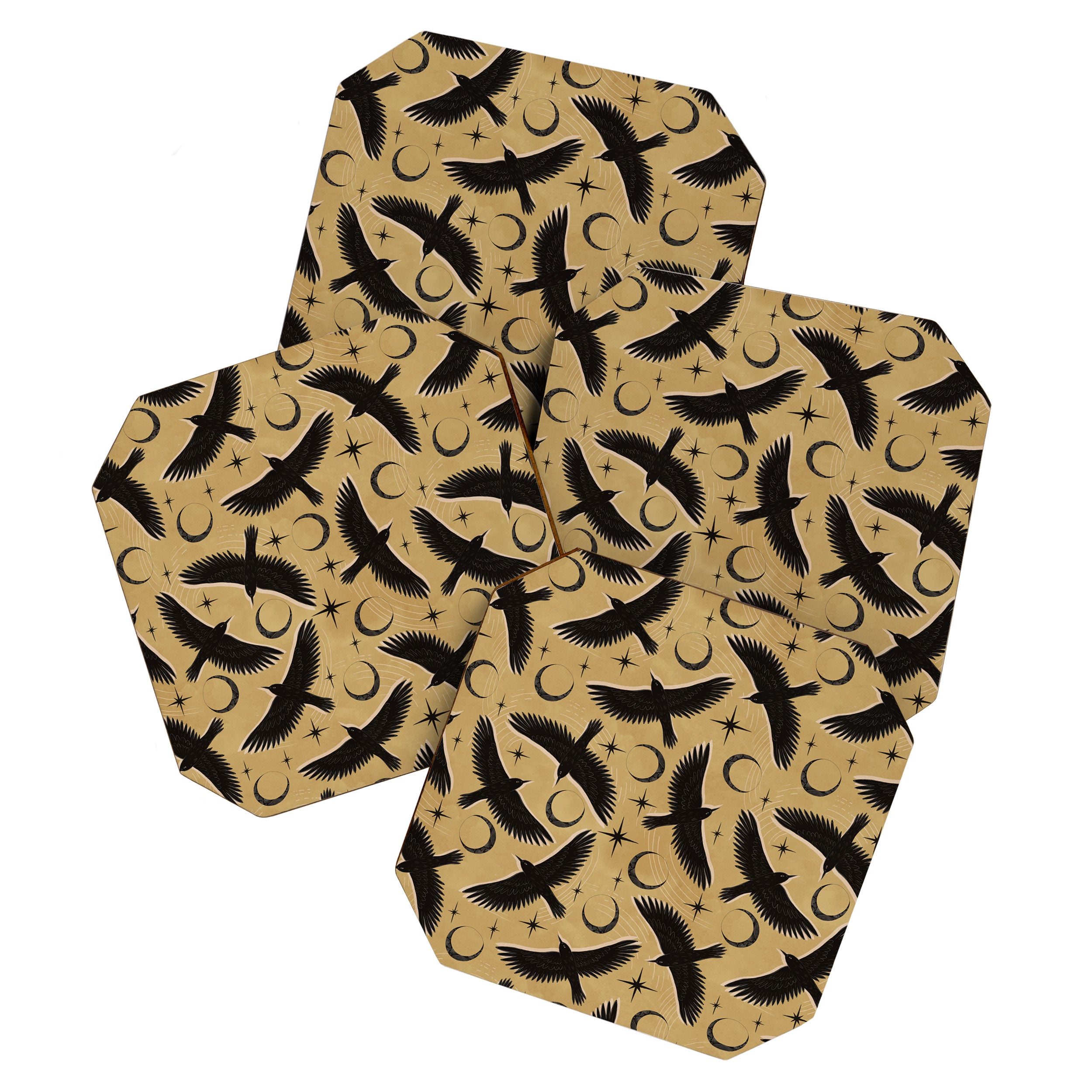 Raven with Shadow Yellow  Coaster Gallery Image 1