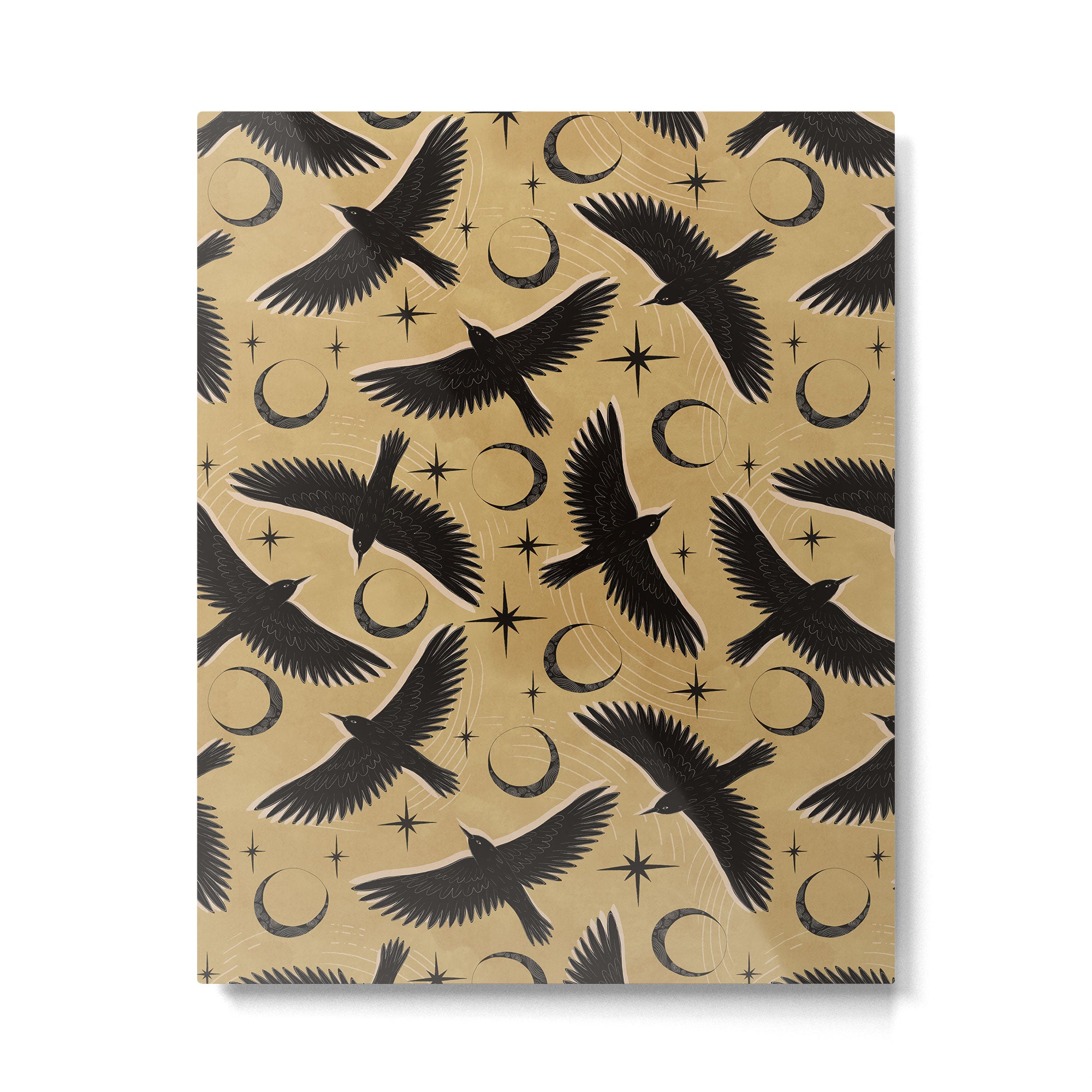 Raven with Shadow Yellow  Metal Print Gallery Image 6