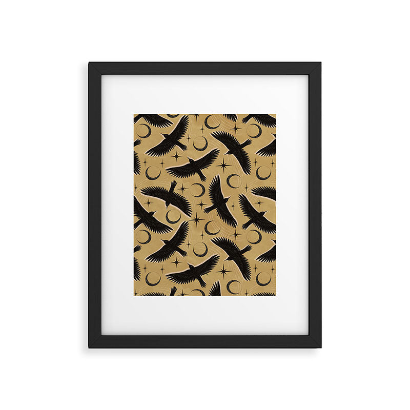Raven with Shadow Yellow  Framed Art Print Gallery Image 6