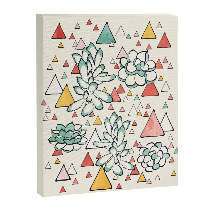 Succulent and triangles seamless pattern Canvas Print Gallery Image 1