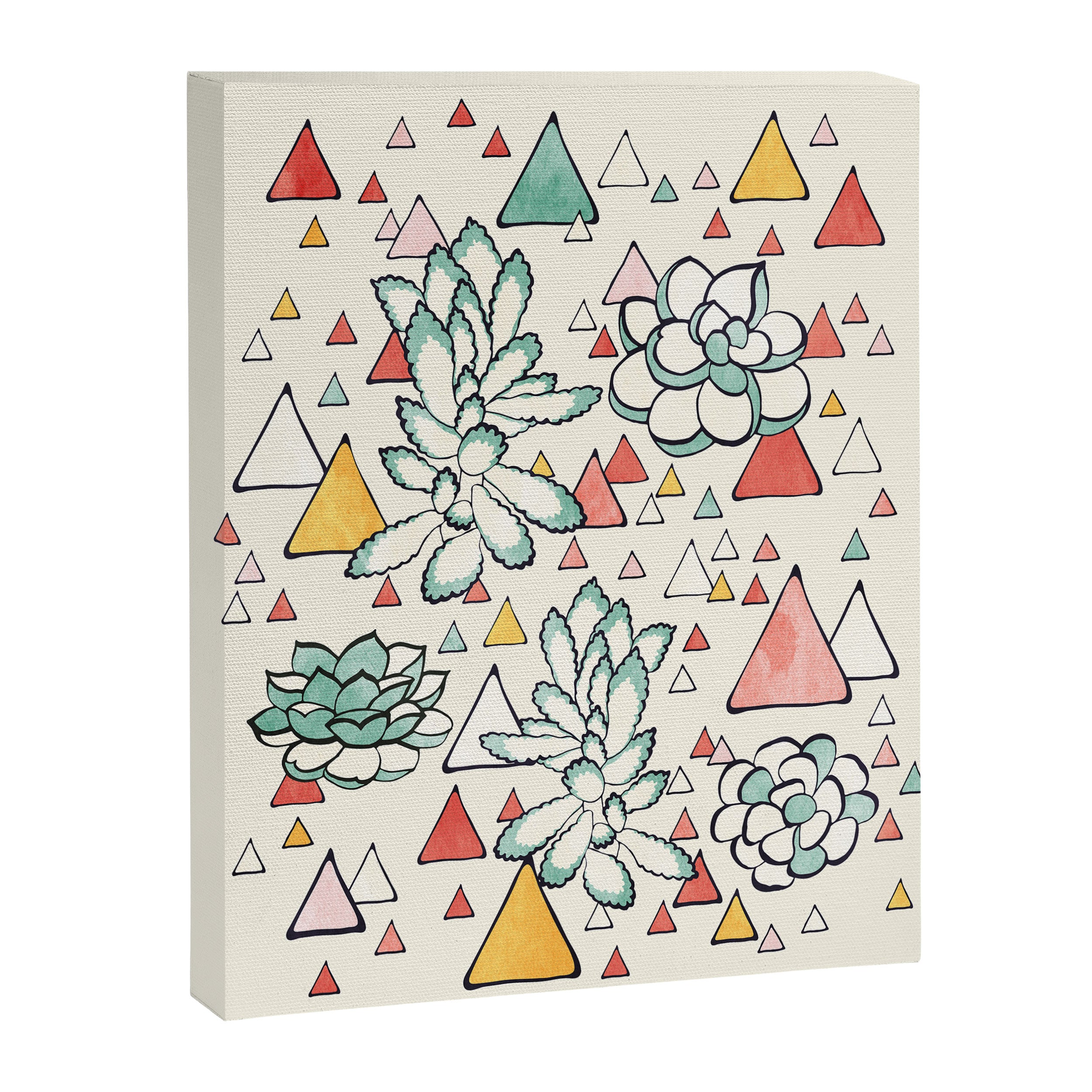 Succulent and triangles seamless pattern Canvas Print Gallery Image 8