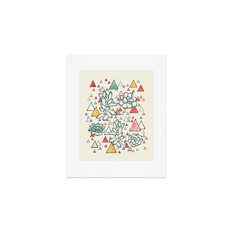 Succulent and triangles seamless pattern Art Print Gallery Image 1