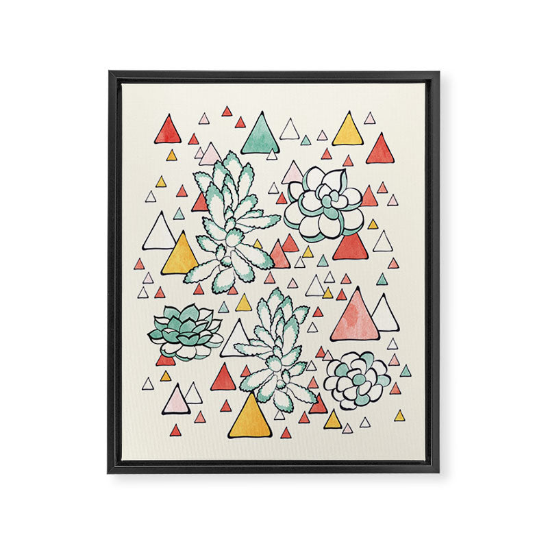 Succulent and triangles seamless pattern Framed Canvas Print Gallery Image 8