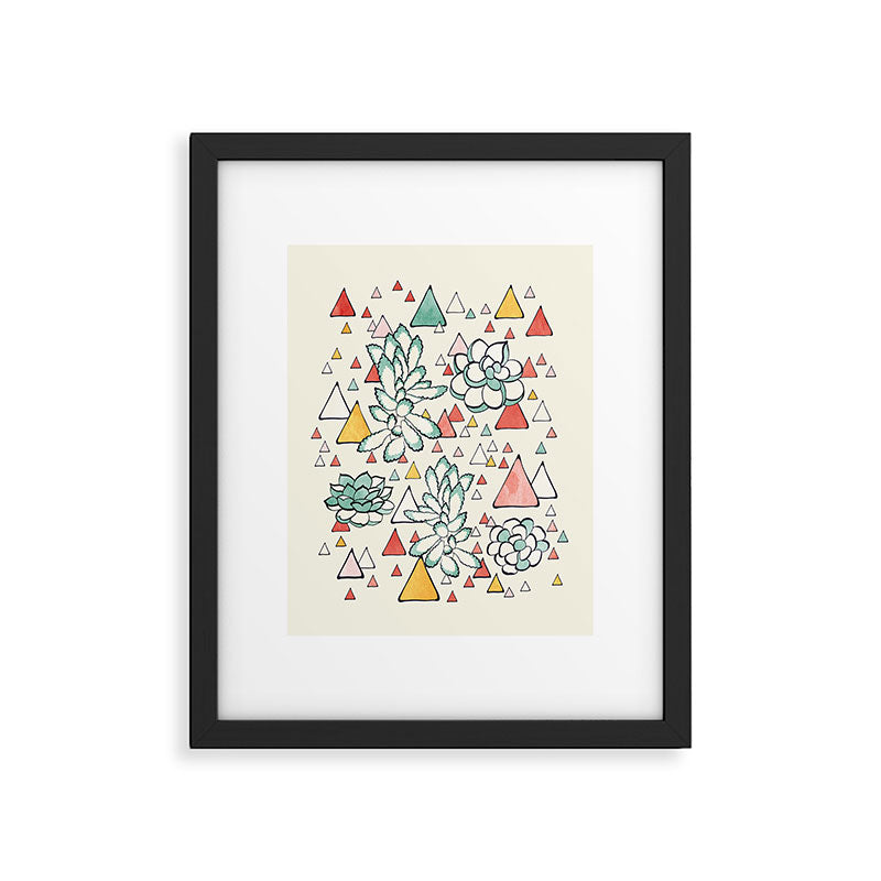 Succulent and triangles seamless pattern Framed Art Print Gallery Image 6