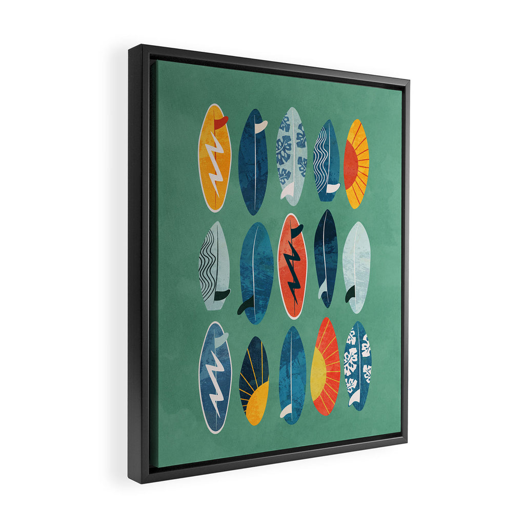 Surfboard green  Framed Canvas Print Gallery Image 2