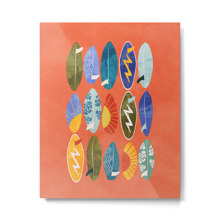 Surfboard orange  Metal Print Gallery Image 1