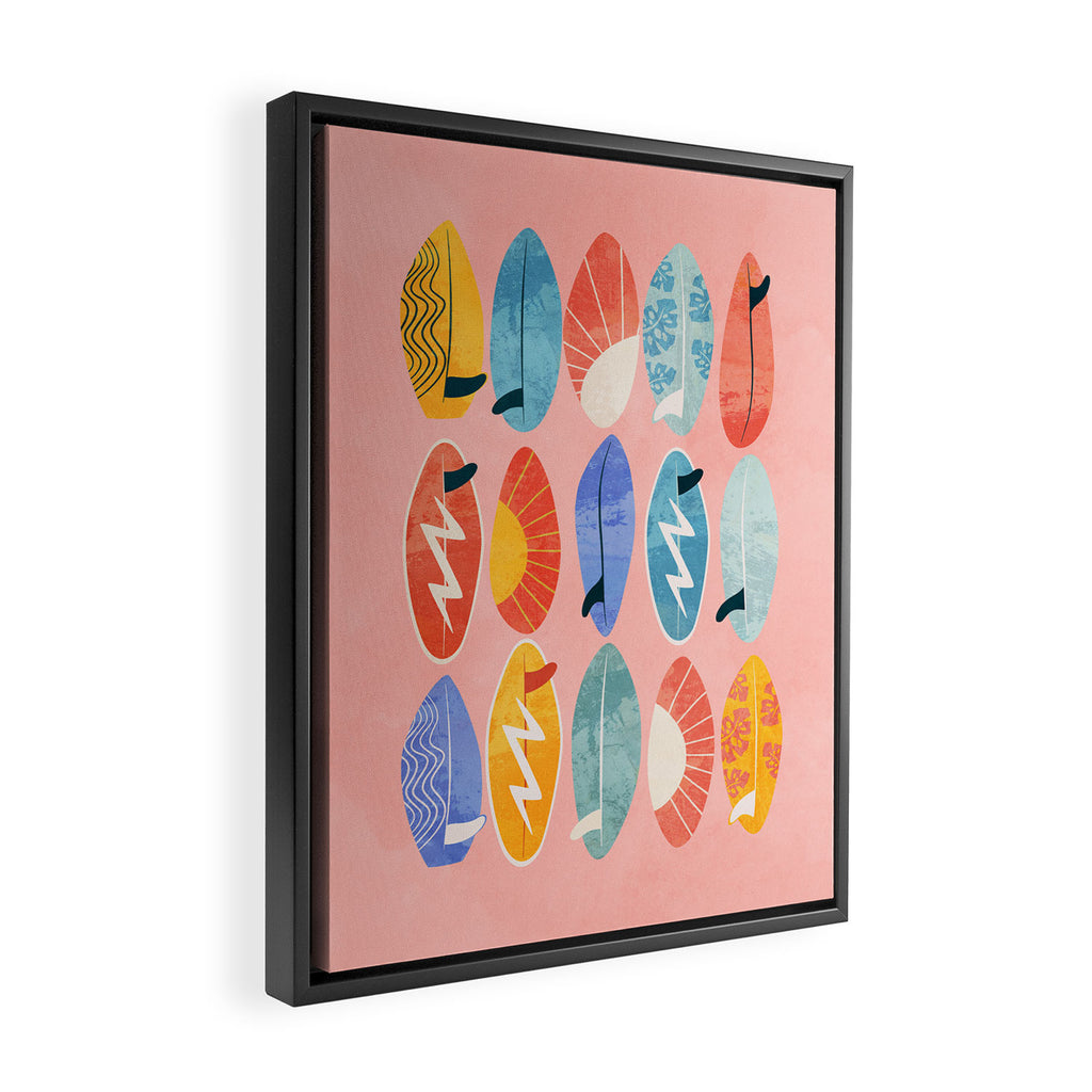 Surfboard pink Framed Canvas Print Gallery Image 2