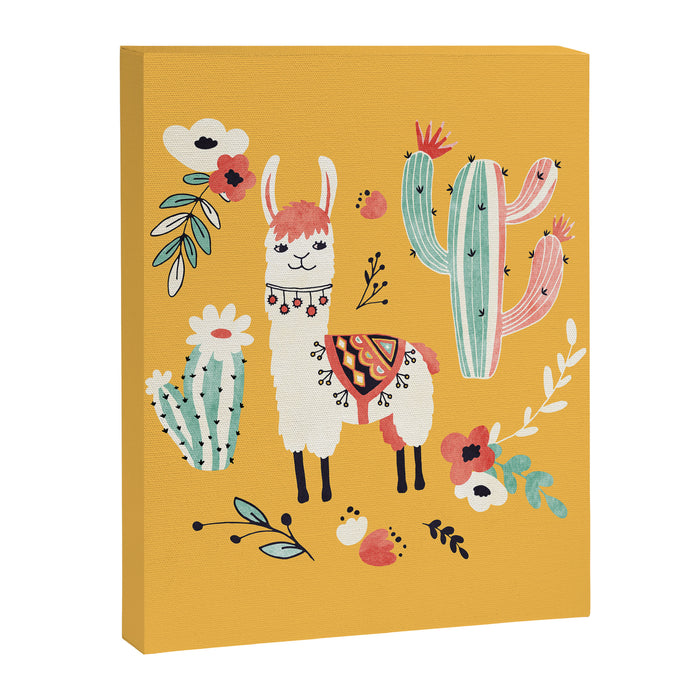 White Llama with flowers Canvas Print Gallery Image 1
