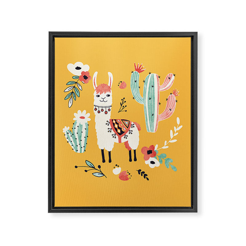 White Llama with flowers Framed Canvas Print Gallery Image 8