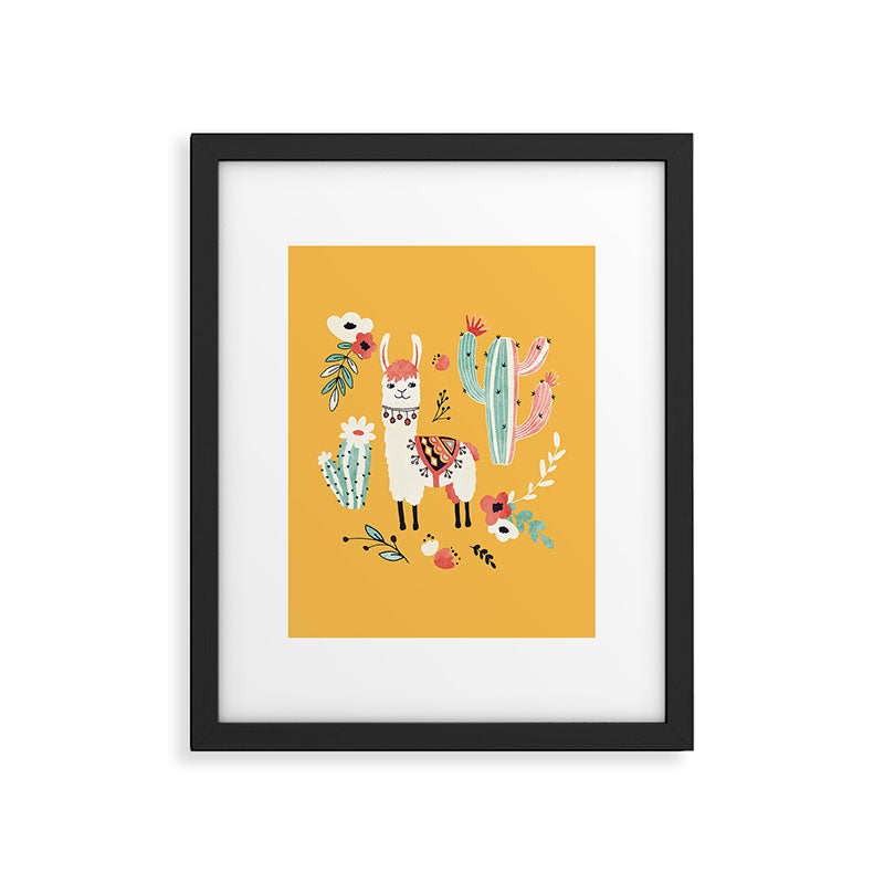 White Llama with flowers Framed Art Print Gallery Image 6