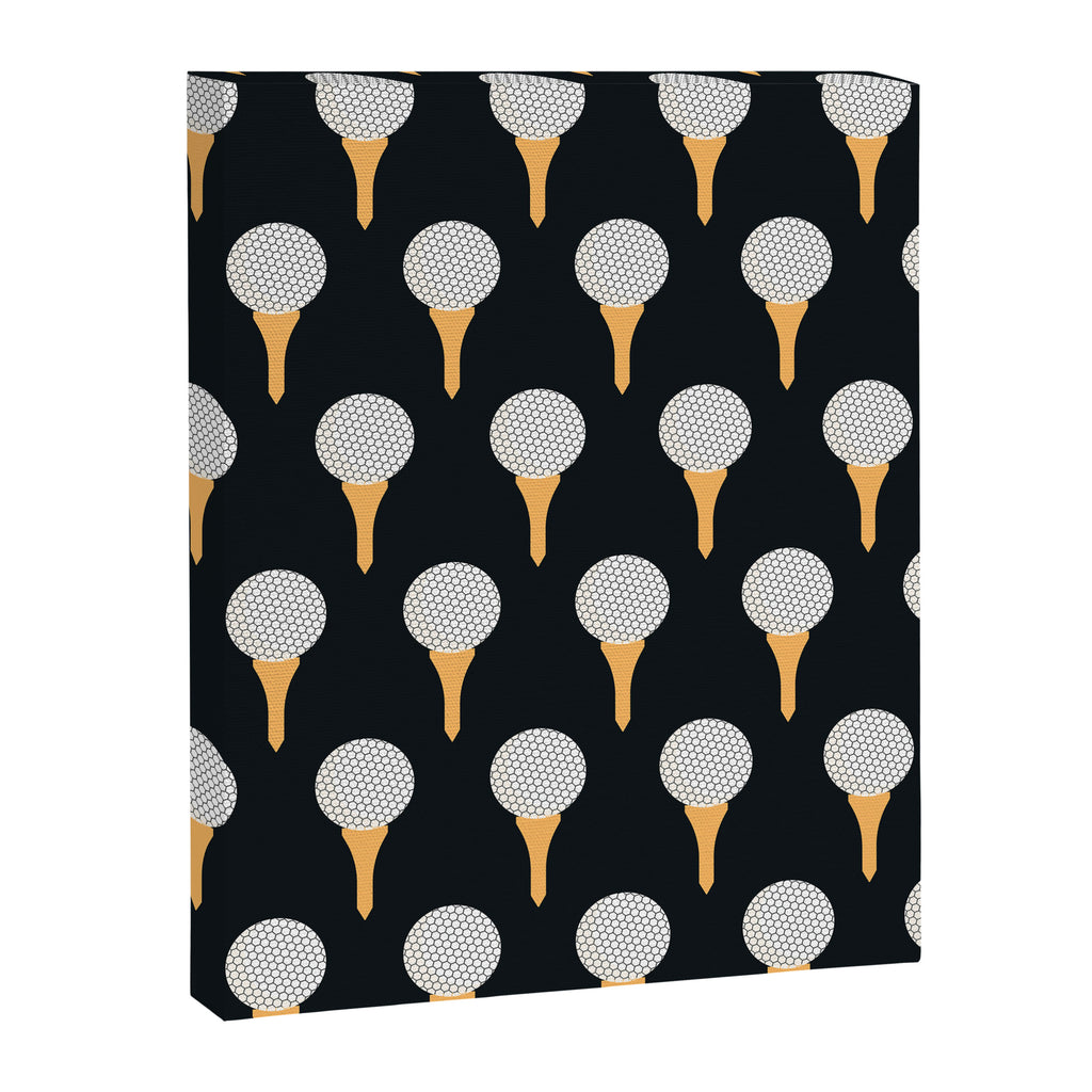 Golf Ball & Tee Pattern (Black) Canvas Print Gallery Image 8