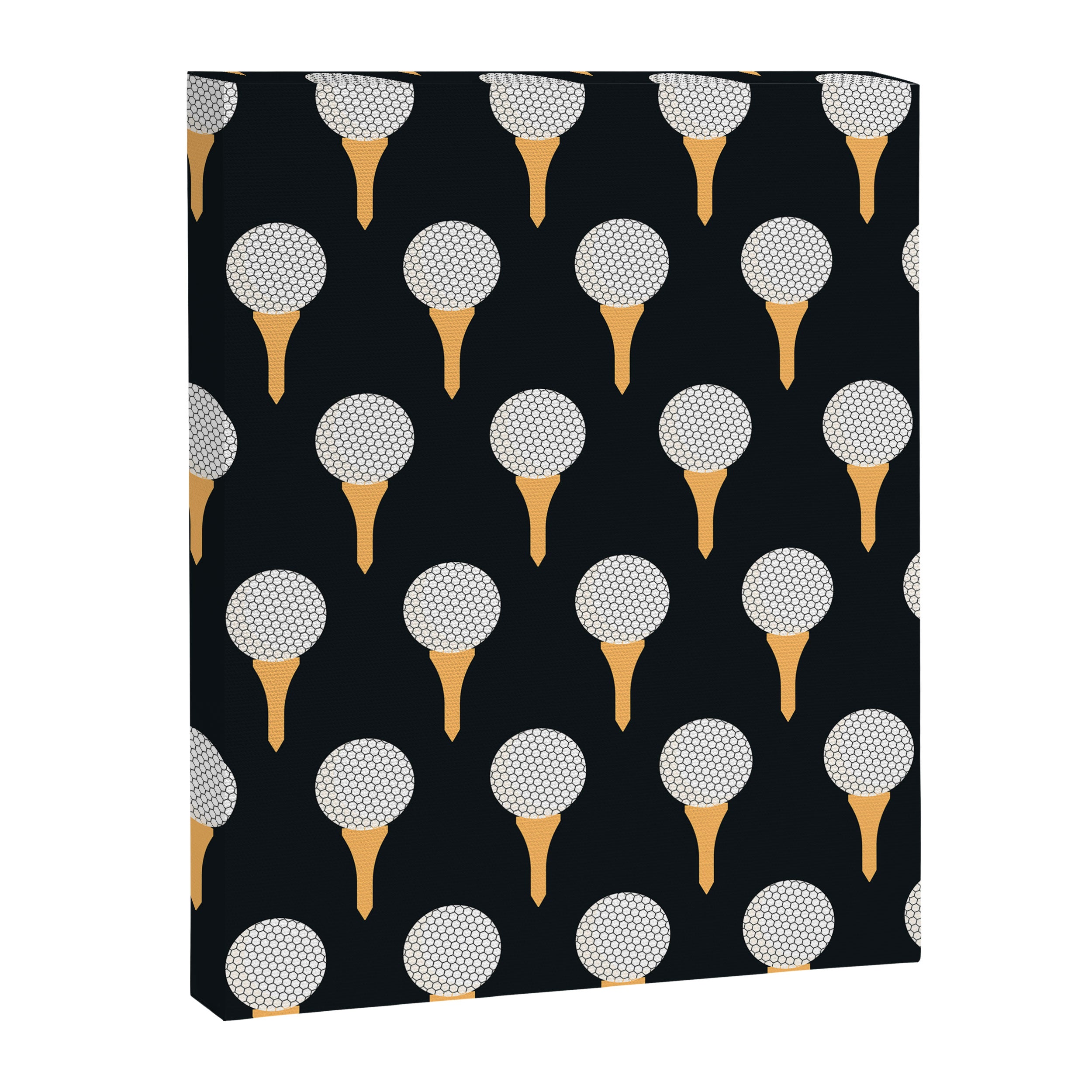 Golf Ball & Tee Pattern (Black) Canvas Print Gallery Image 8