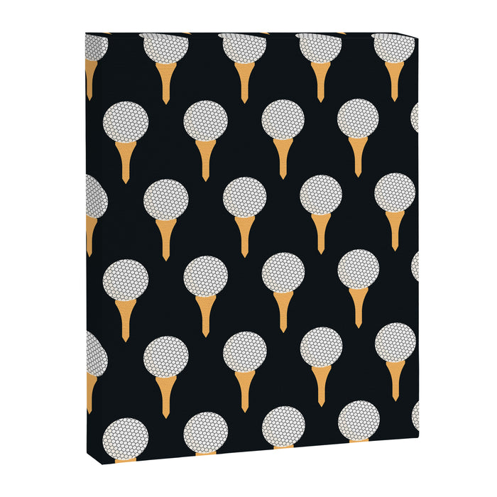 Golf Ball & Tee Pattern (Black) Canvas Print Gallery Image 1
