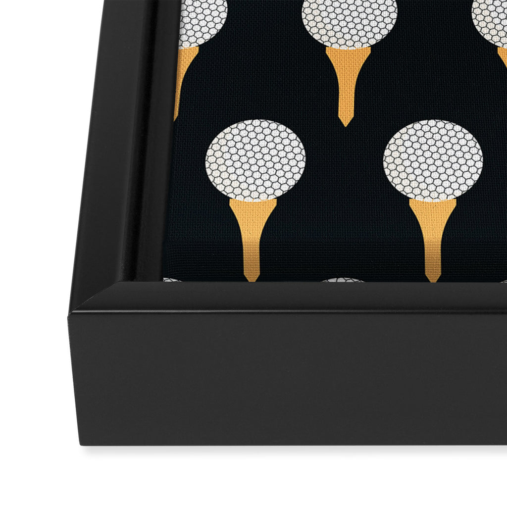 Golf Ball & Tee Pattern (Black) Framed Canvas Print Gallery Image 3