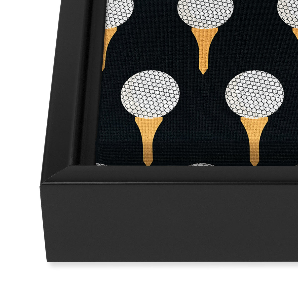 Golf Ball & Tee Pattern (Black) Framed Canvas Print Gallery Image 3