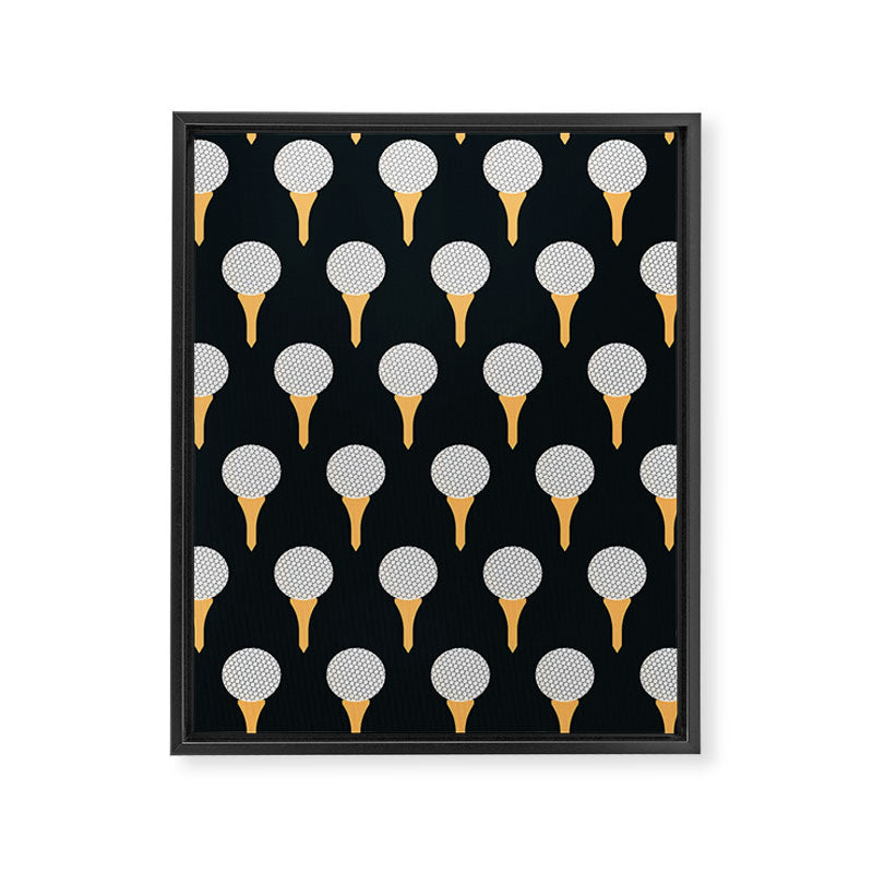 Golf Ball & Tee Pattern (Black) Framed Canvas Print Gallery Image 8