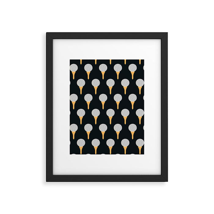 Golf Ball & Tee Pattern (Black) Framed Art Print Gallery Image 1