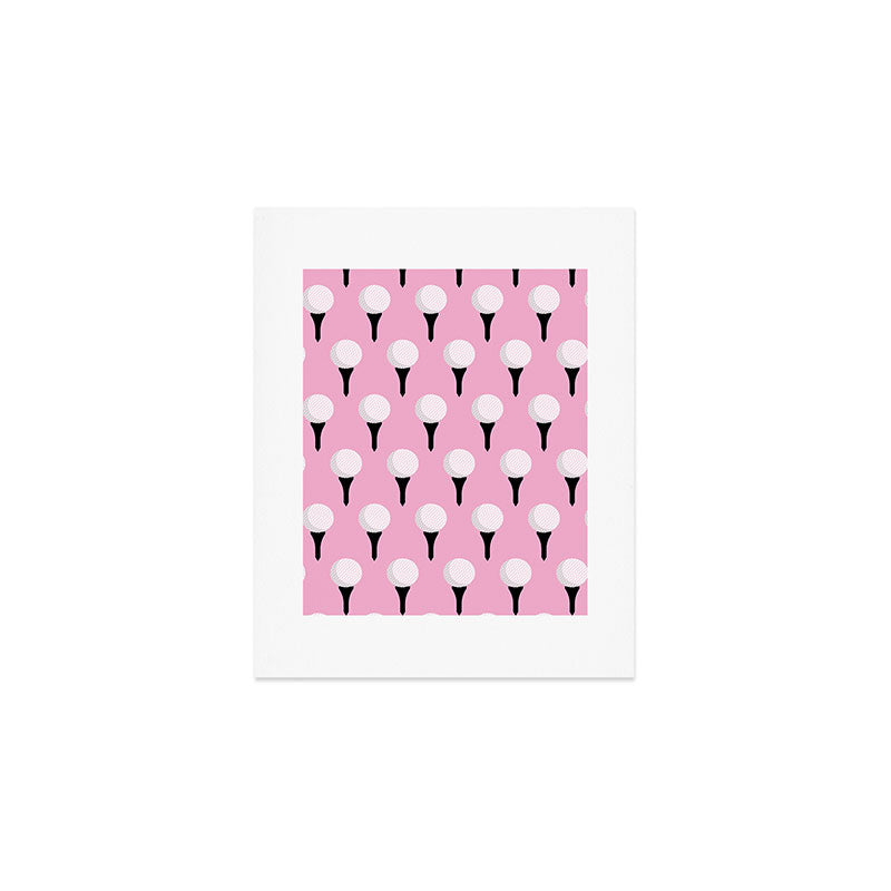 Golf Ball & Tee Pattern (Pink) Art Print Gallery Image 1