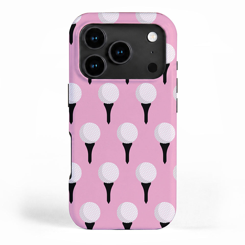 Golf Ball & Tee Pattern (Pink) iPhone Case Gallery Image 1