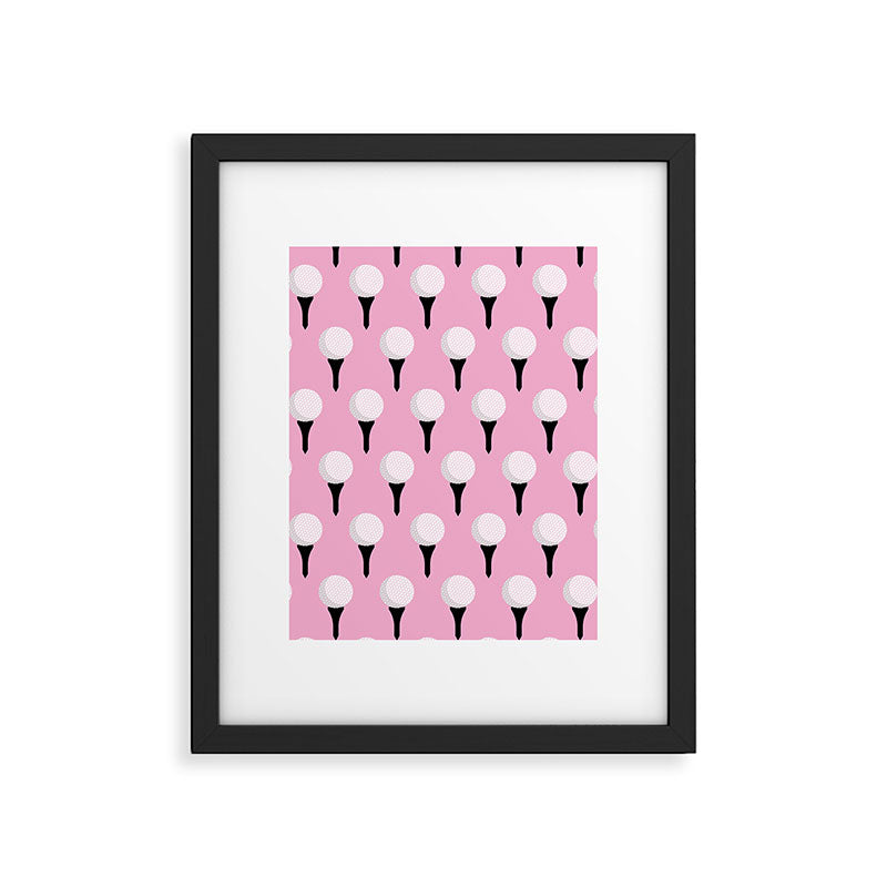 Golf Ball & Tee Pattern (Pink) Framed Art Print Gallery Image 6