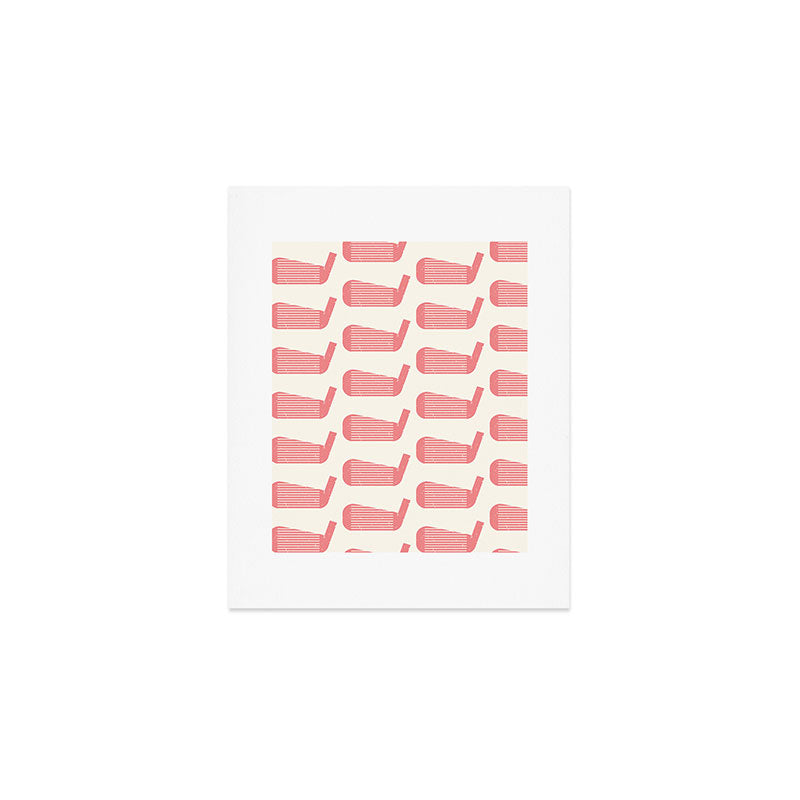 Golf Club Head Vintage Pattern (Beige/Pink) Art Print Gallery Image 1