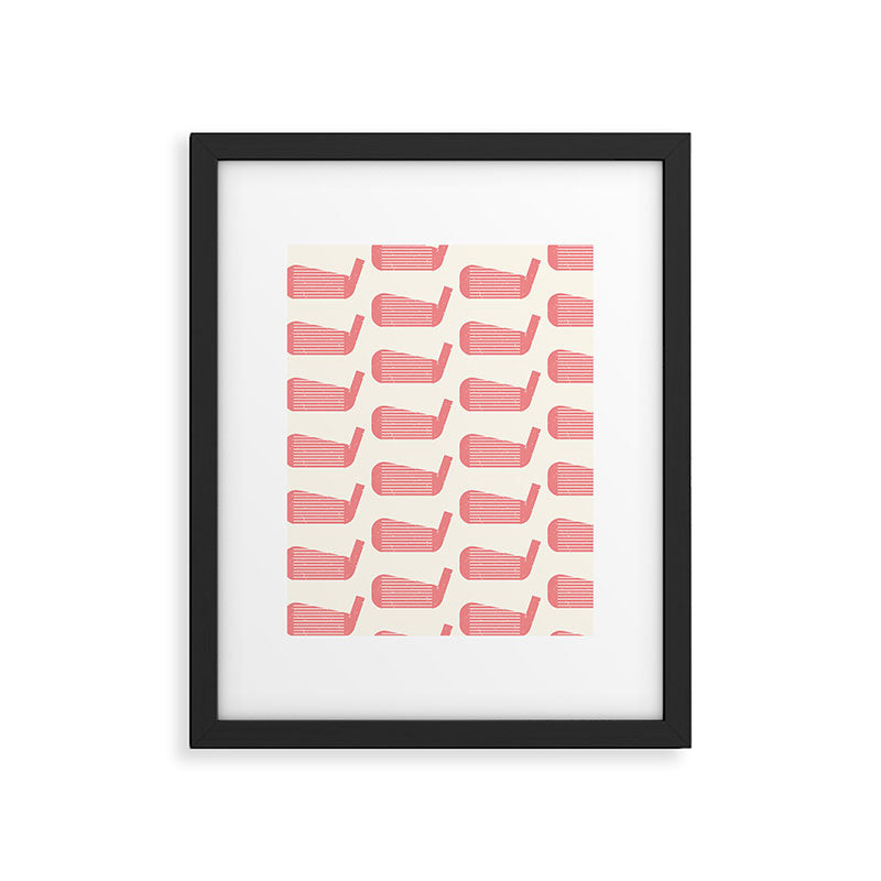 Golf Club Head Vintage Pattern (Beige/Pink) Framed Art Print Gallery Image 6