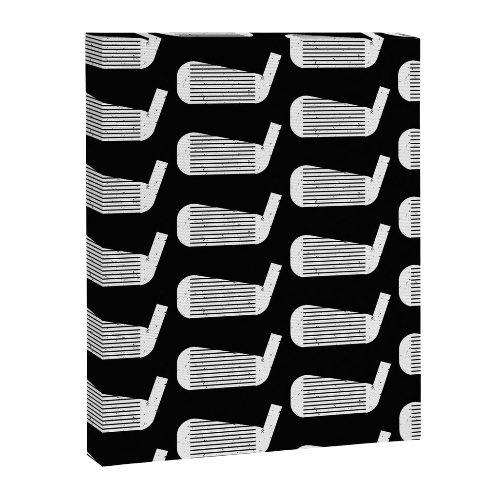 Golf Club Head Vintage Pattern (Black/White) Canvas Print Gallery Image 8