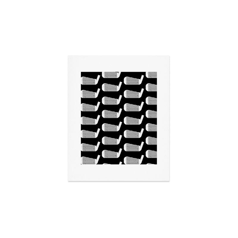 Golf Club Head Vintage Pattern (Black/White) Art Print Gallery Image 1