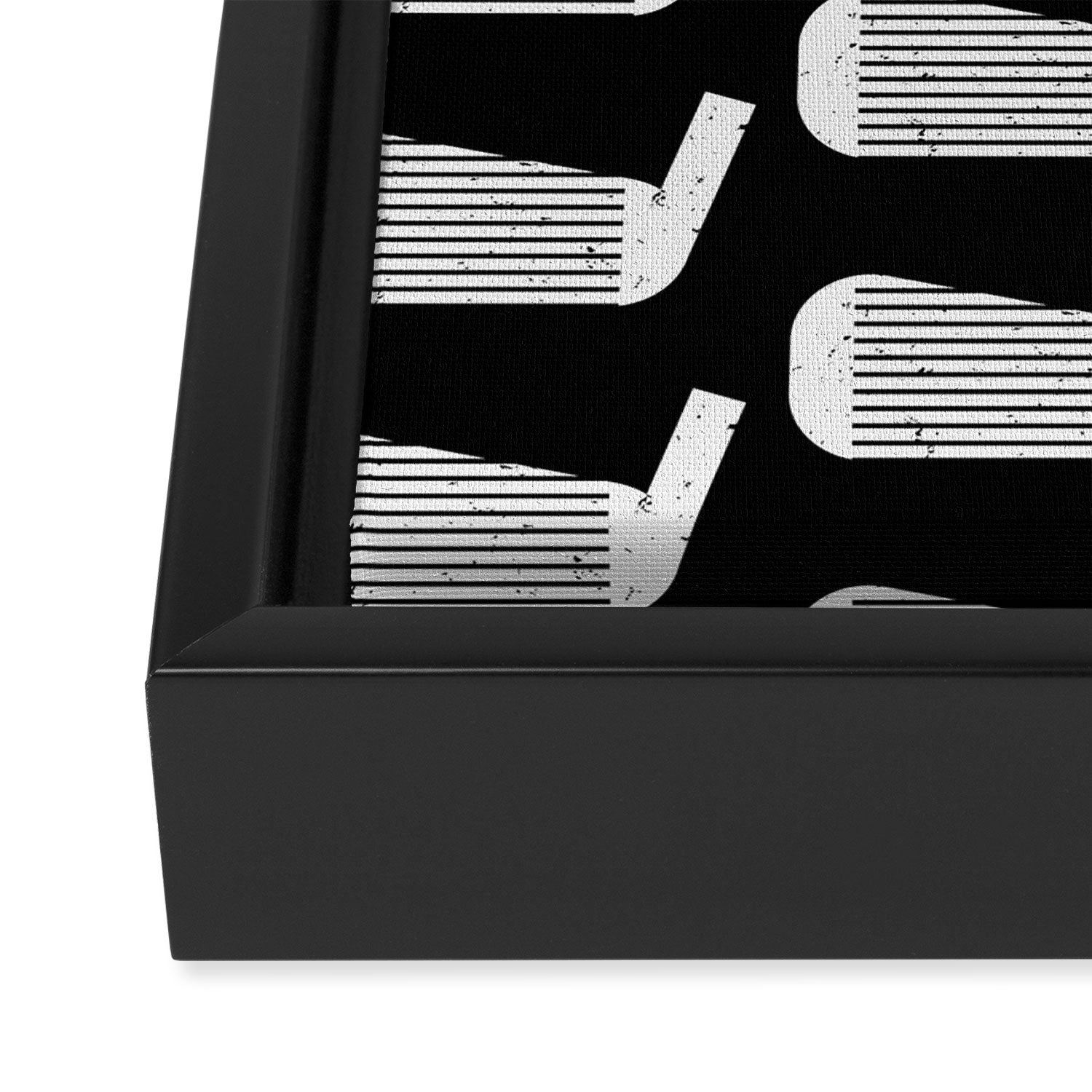 Golf Club Head Vintage Pattern (Black/White) Framed Canvas Print Gallery Image 3