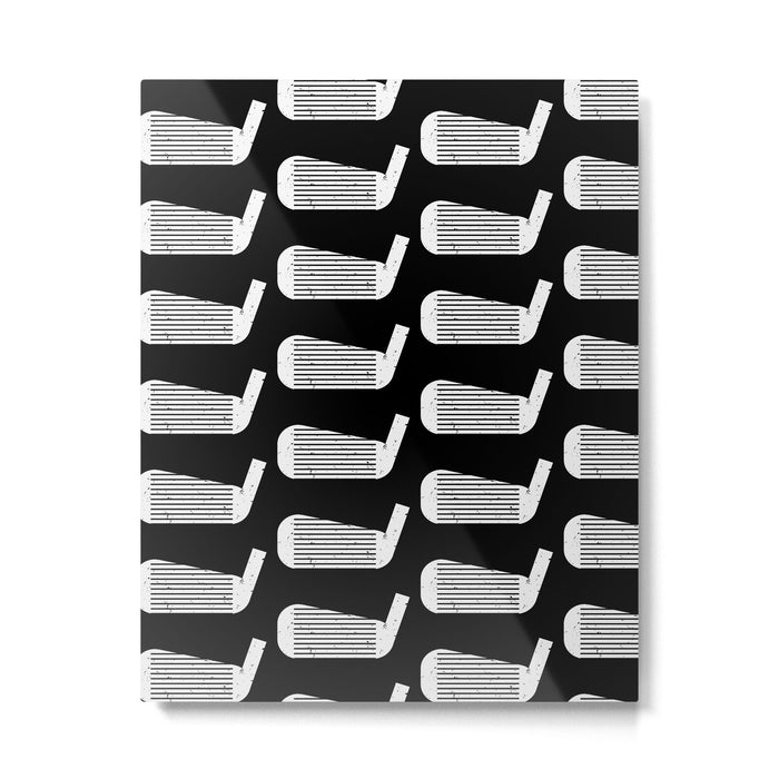Golf Club Head Vintage Pattern (Black/White) Metal Print Gallery Image 1