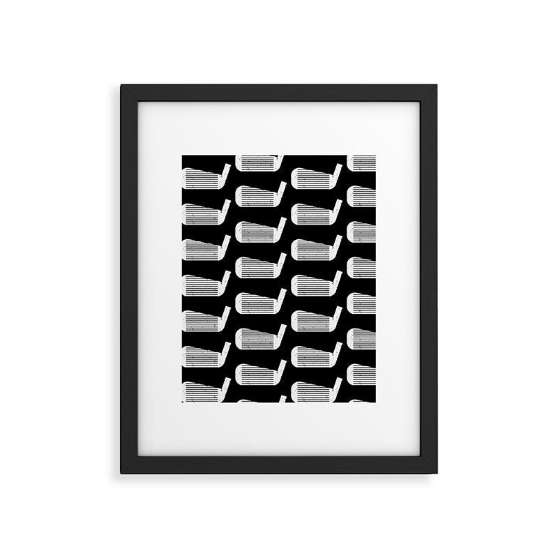 Golf Club Head Vintage Pattern (Black/White) Framed Art Print Gallery Image 6