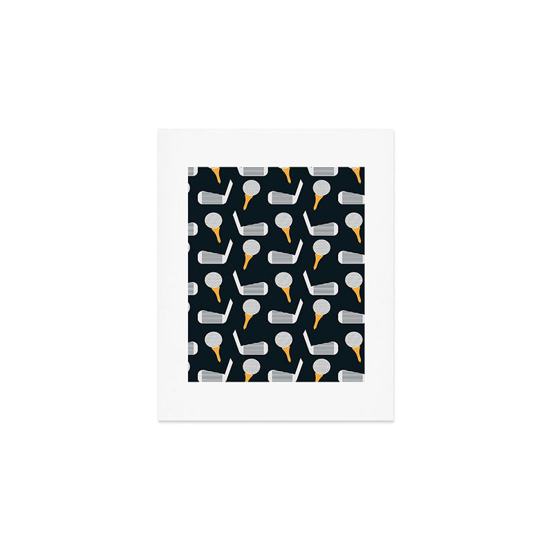 Golf Pattern (Black) Art Print Gallery Image 1