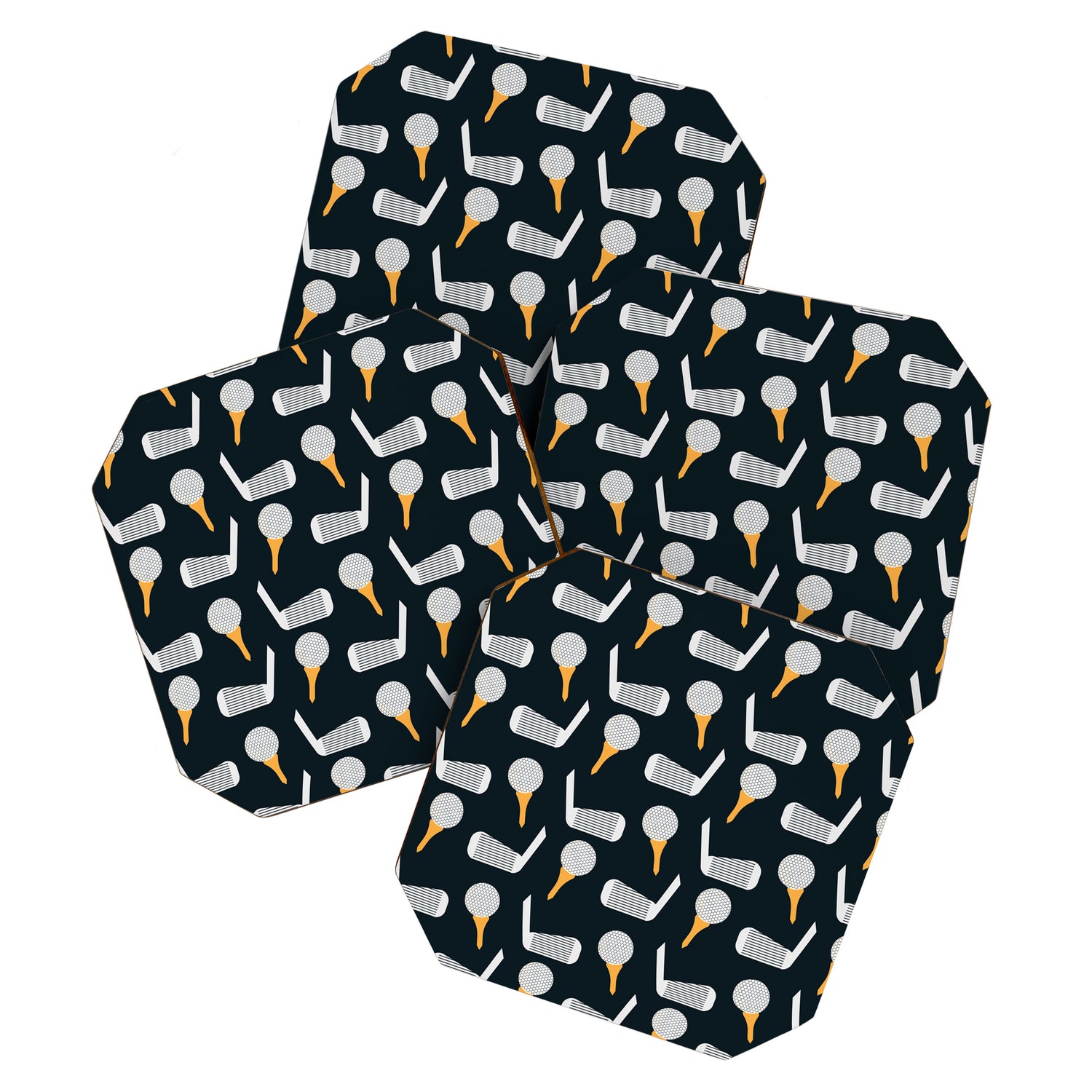 Golf Pattern (Black) Coaster Gallery Image 1