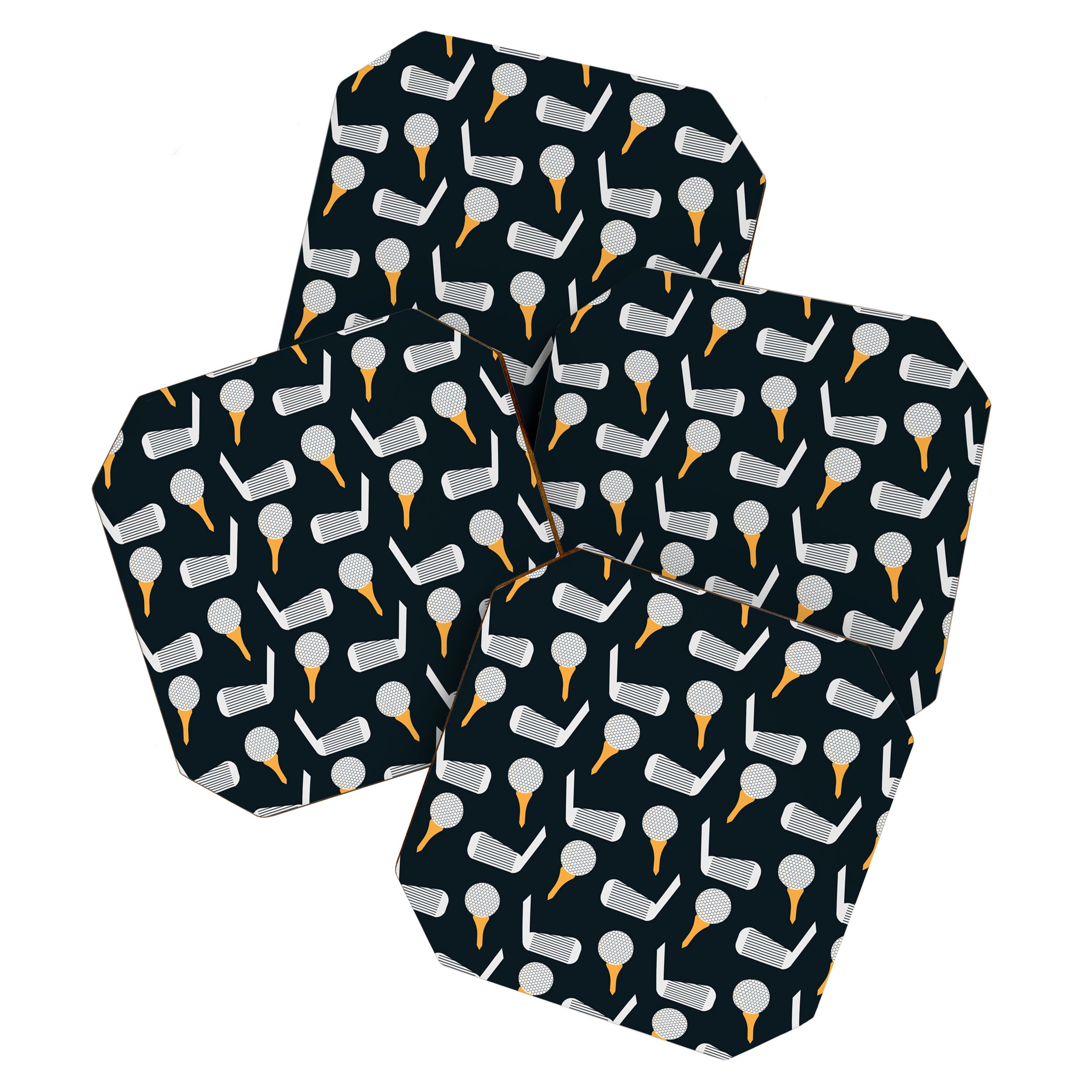 Golf Pattern (Black) Coaster Gallery Image 1