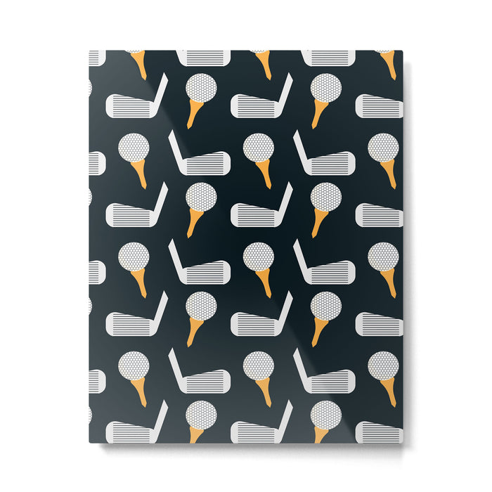 Golf Pattern (Black) Metal Print Gallery Image 1