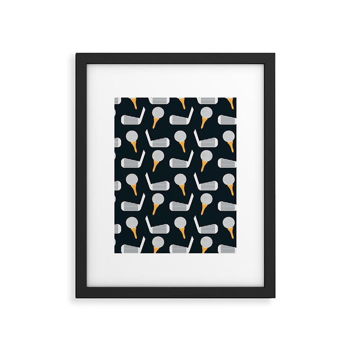Golf Pattern (Black) Framed Art Print Gallery Image 1
