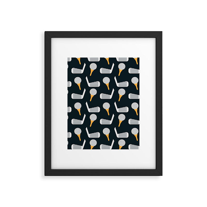 Golf Pattern (Black) Framed Art Print Gallery Image 6