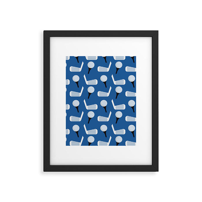 Golfing Pattern (Blue) Framed Art Print Gallery Image 1