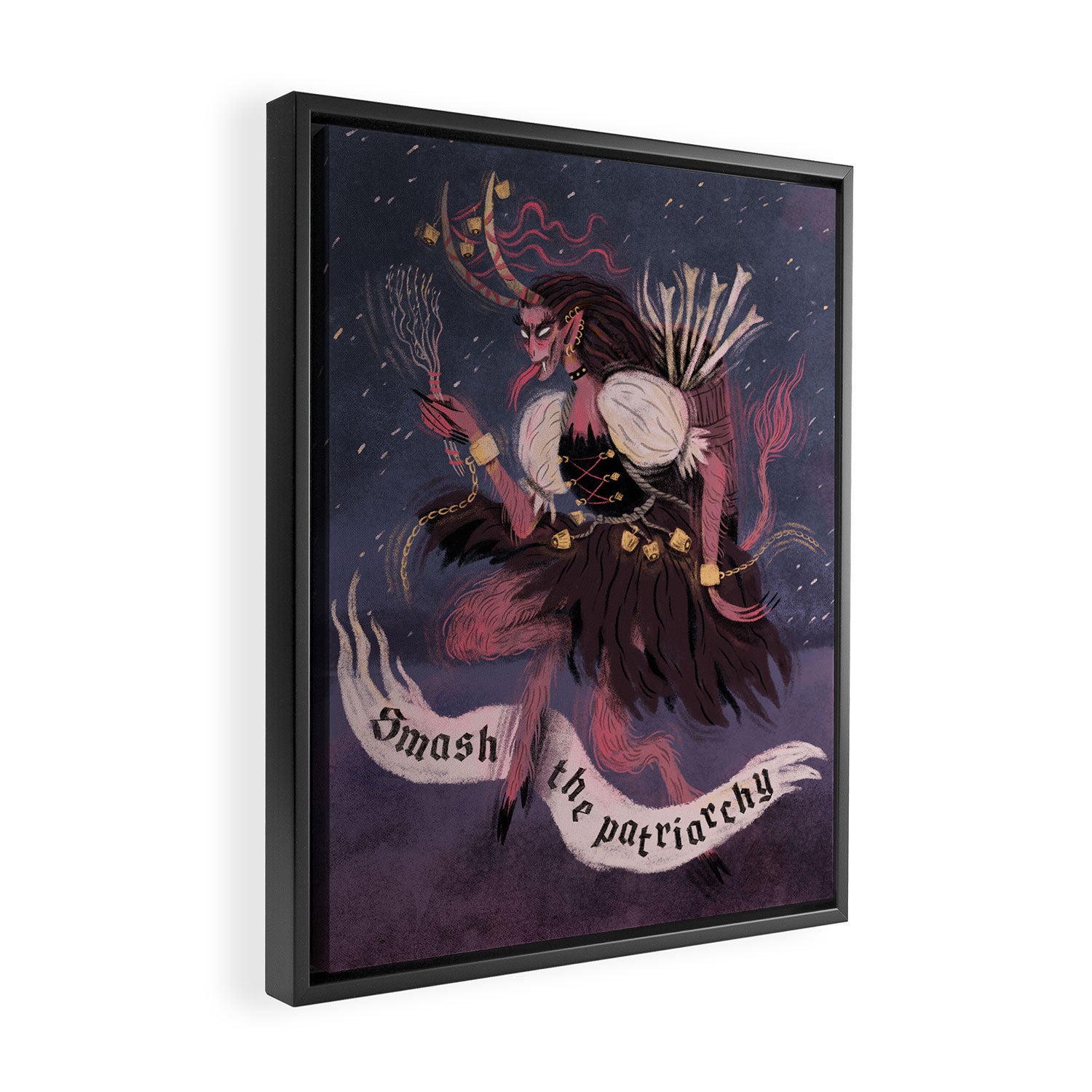 Krampus â Smash the Patriarchy Framed Canvas Print Gallery Image 2
