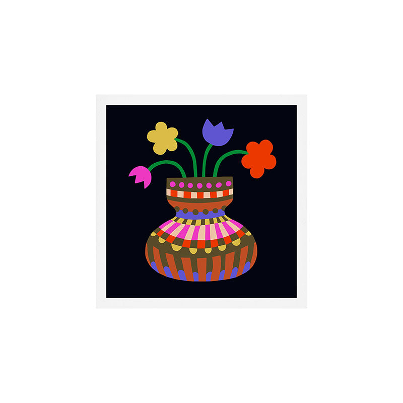 Folk Flower Vase Art Print Gallery Image 1