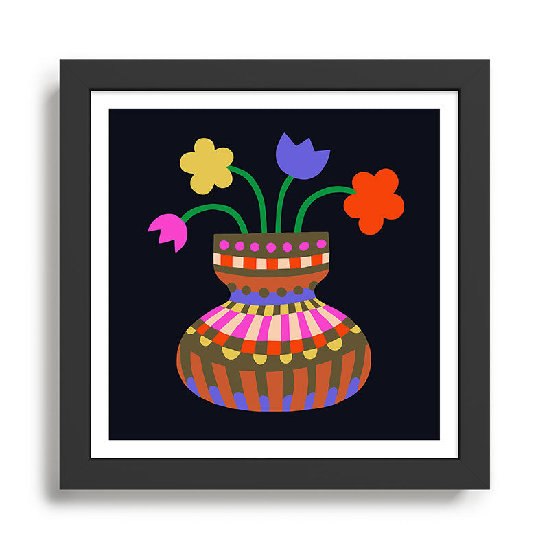 Folk Flower Vase Framed Art Print Gallery Image 1